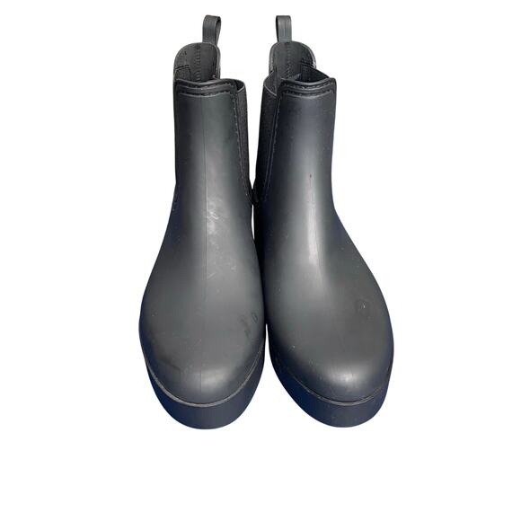 Jeffrey Campbell Black Chelsea Rain Boots Women’s 10 Waterproof Rubber Lug Sole - Picture 2 of 8